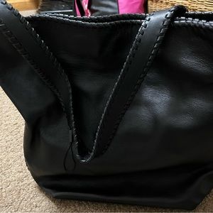 MACKAGE Black Leather Shoulder Tote Bag approx 13” strap drop